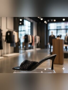 J. Adams 'Sophia' Elegant Black Croc-Embossed Slide Heel